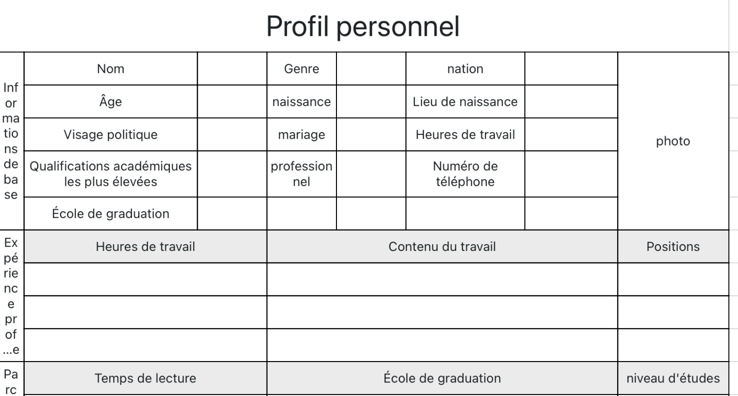CV général